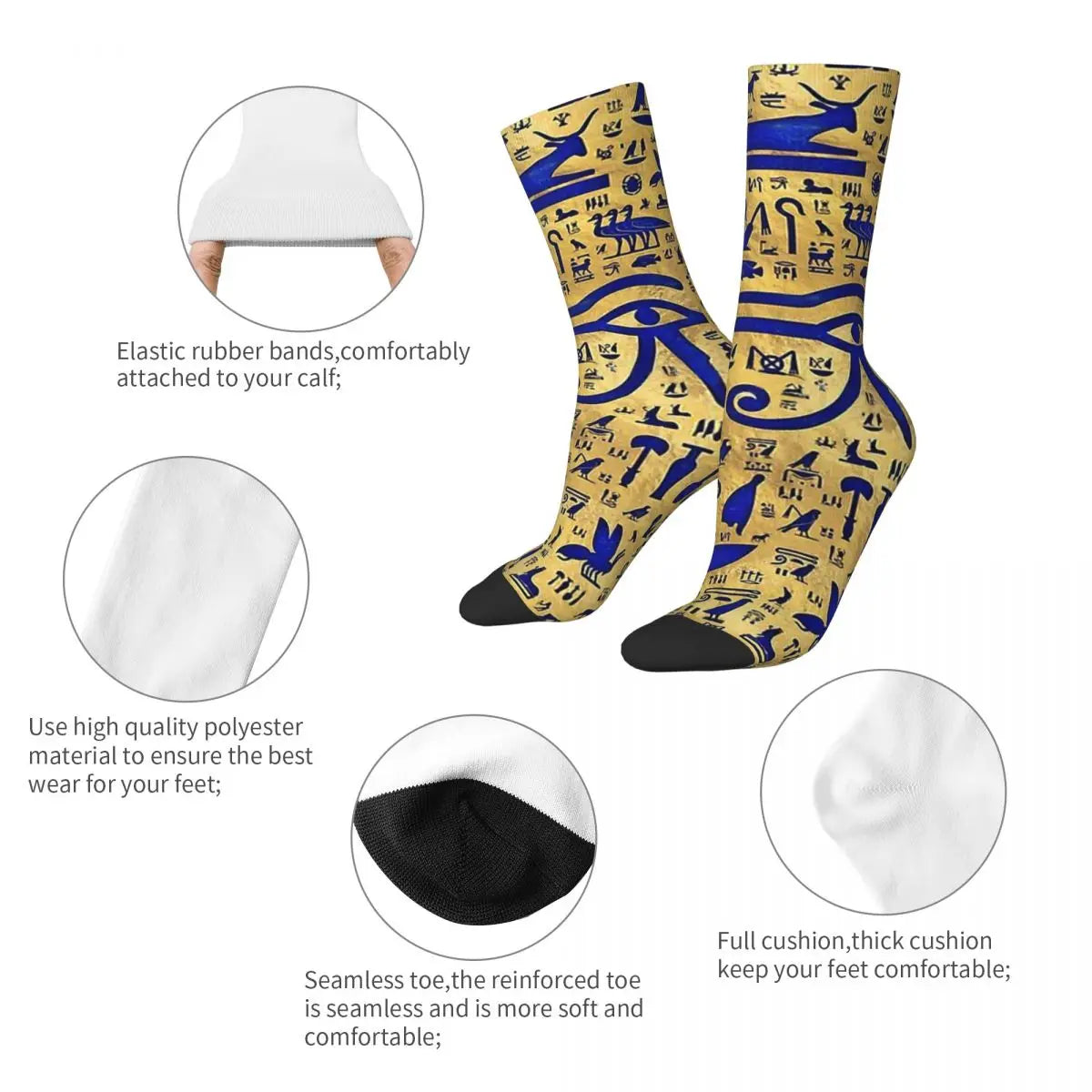 Hieroglyphic Lapis Lazuli And Gold Men's Socks