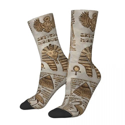 Hieroglyphs And Deities Vintage Gold Egyptian Socks.