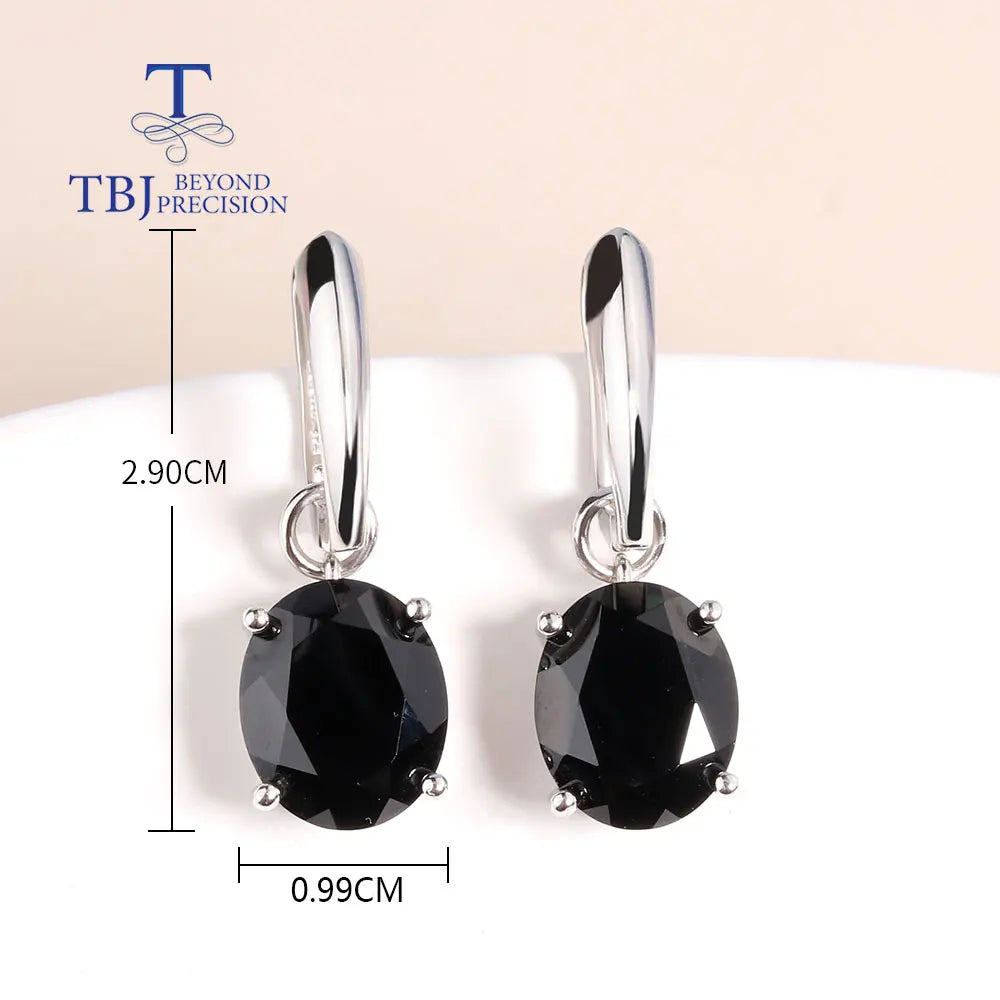 Classic Black Spinel Sterling Silver Earrings.