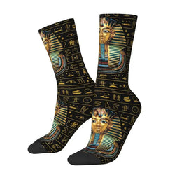 Harajuku Ancient Gold Pharaoh Egypt King Tut Socks Men Women Warm 3D Printed Egyptian Hieroglyphs Sports Football Socks**