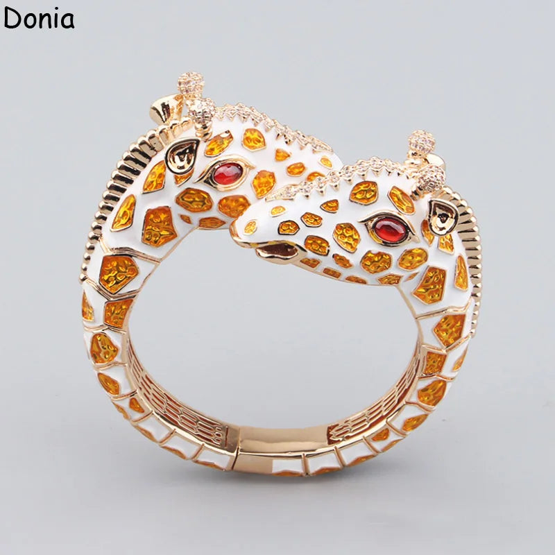 Donia Jewelry European and American fashion giraffe titanium steel micro-set zircon animal luxury bracelet