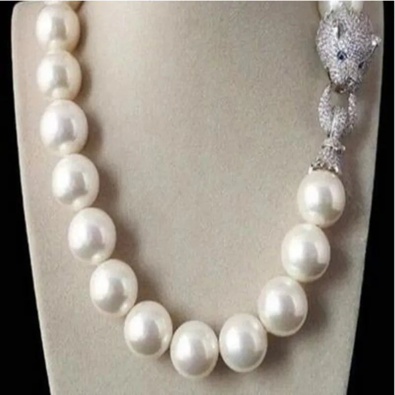 Hand-Knotted Natural White Shell Pearl Sweater Chain Necklace.