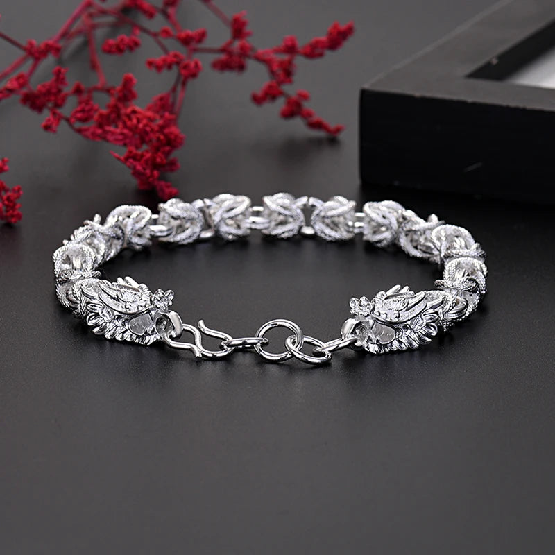 Noble Silver Exquisite Dragon Head Bracelets