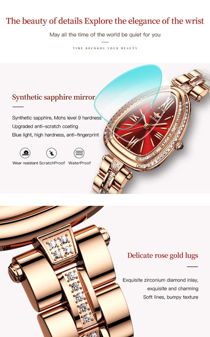 OUPINKE New Quartz Watch for Women Design Elegant Rose Gold Watchstrap Ladies Waterproof Wristwrist Watches reloj mujer