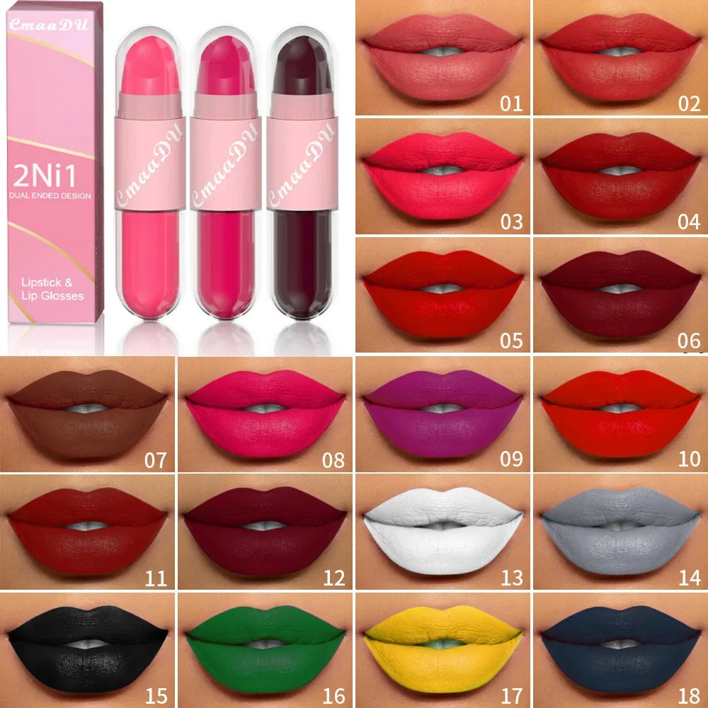 18 Colors Matte Lipstick Liquid Purple Lip.