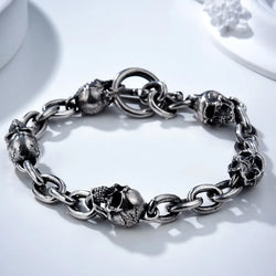 New Real Retro Silver Personality Bracelet Skull