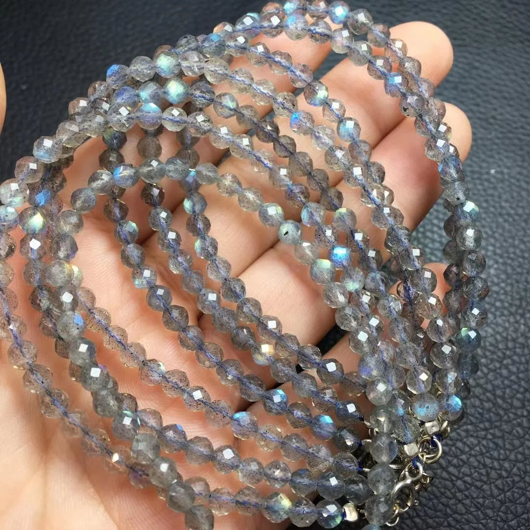 Natural Labradorite Moonstone Bracelet, 925 Silver