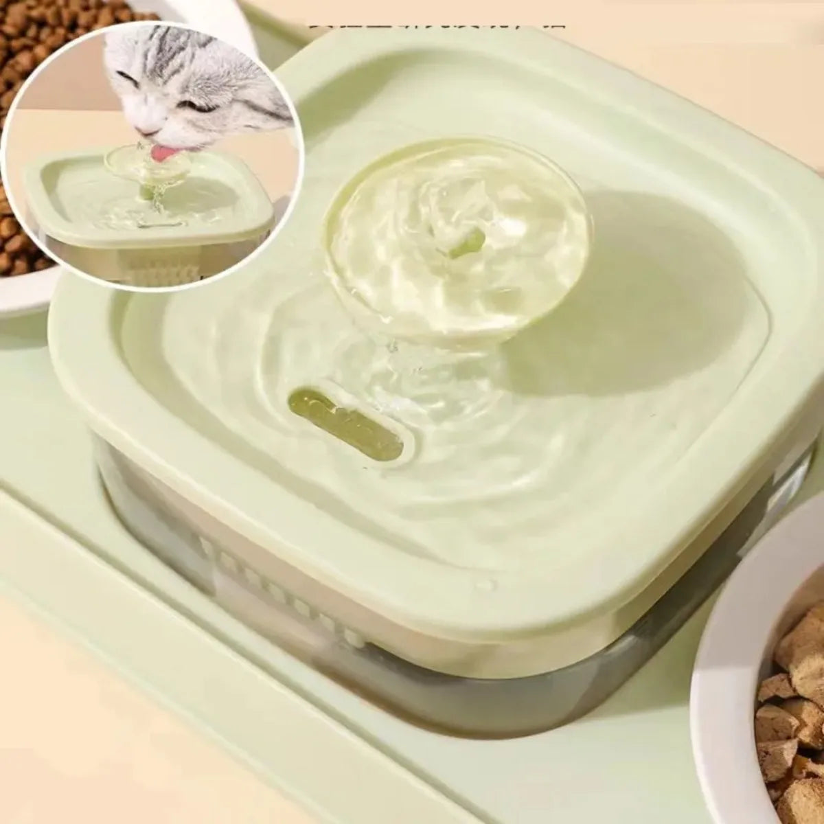 Pets Water Fountain Auto Filter Electric Mute Cat Drinker Bowl Pet Feeder 2-in-1 Recirculate Filtring Drinker for Cats Water