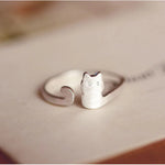 Silver Cat Ring For Fashion Women Jewelry.