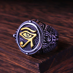 New Vintage Eye of Horus Rings Stainless Steel Punk Ancient Egypt Pharaoh Text Symbol Men Ring Amulet Jewelry Gift Wholesale