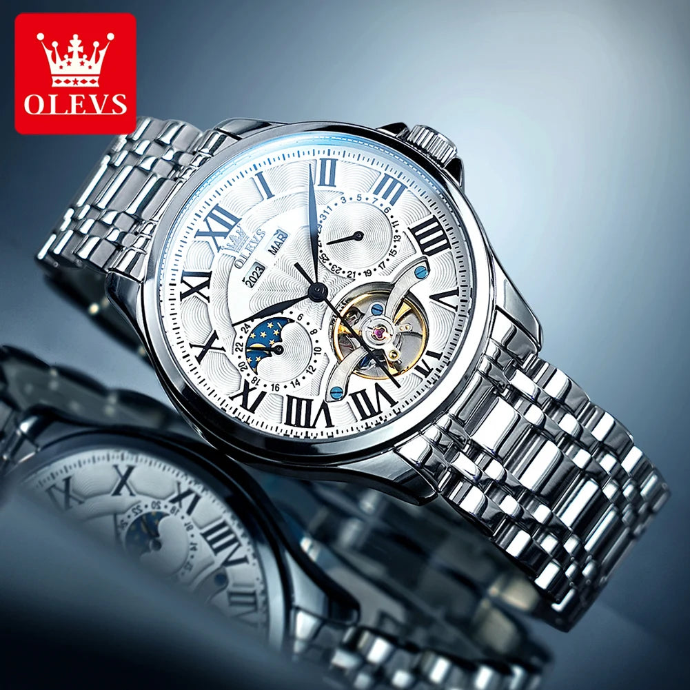 OLEVS Original Fashion Men's Watches Multifunctional Waterproof Moon.