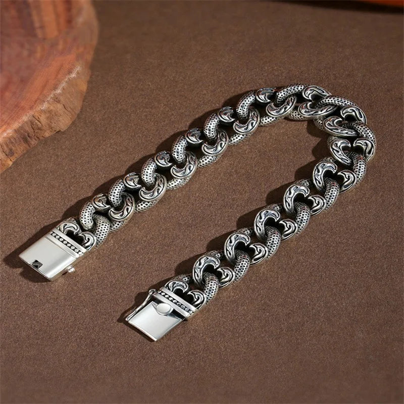 Silver Personality Love Pattern Bracelet Male