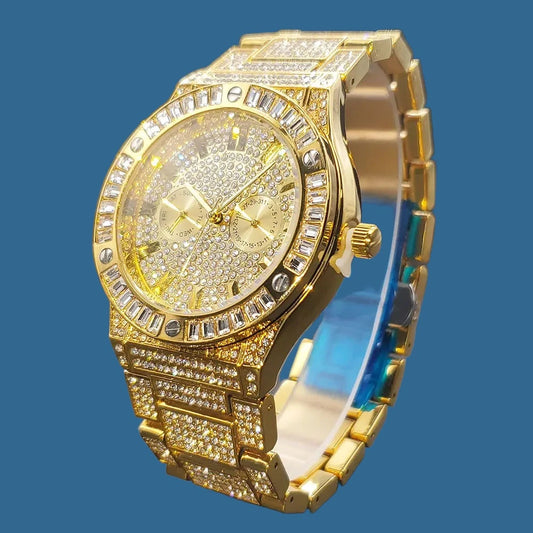 Men's Luxury Watches Gold Calendar.