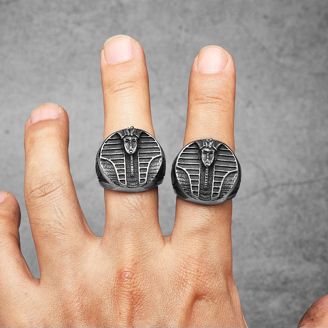 Egyptian Pharaoh Amulet Men Rings Stainless Steel Women Jewelry Vintage Punk Rock Cool Stuff Fashion Accessories Gift Wholesale