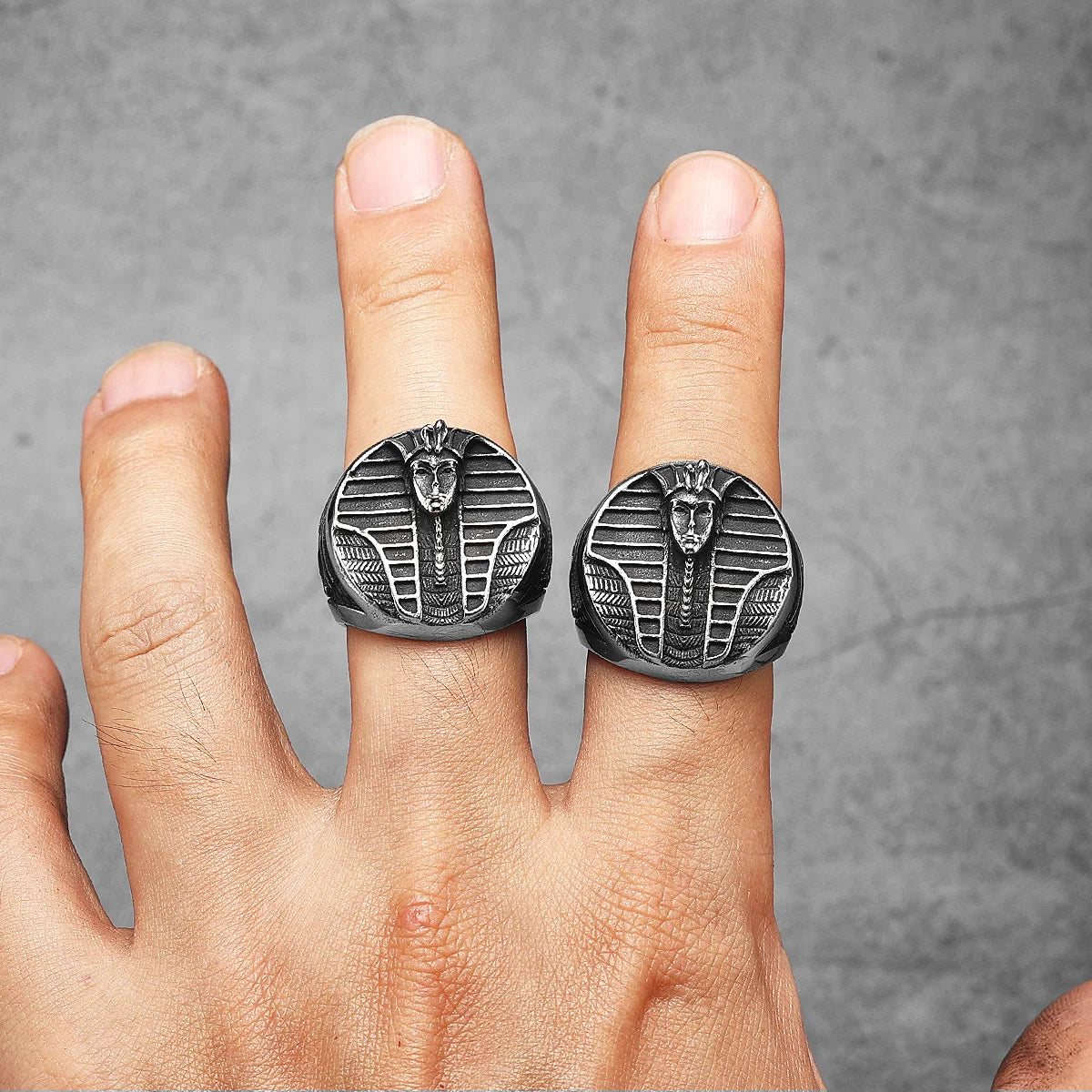 Egyptian Pharaoh Amulet Men Rings Stainless Steel Women Jewelry Vintage Punk Rock Cool Stuff Fashion Accessories Gift Wholesale