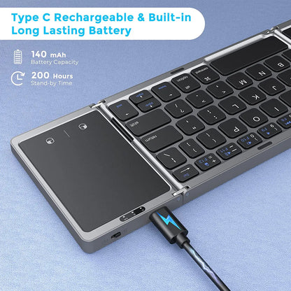 Seenda Foldable Wireless Bluetooth Keyboard Rechargeable.