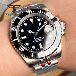 Tandorio NH35A Date Stainless Steel 40mm Dive Automatic Men Watch Sapphire Crystal Rotating Bezel Luminous Mechanical Wristwatch