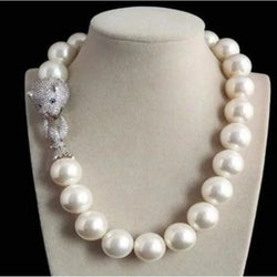 Hand-Knotted Natural White Shell Pearl Sweater Chain Necklace.