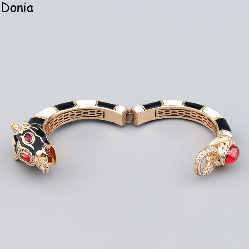 Donia Jewelry European and American fashion cow titanium steel micro-inlaid zircon animal luxury bracelet