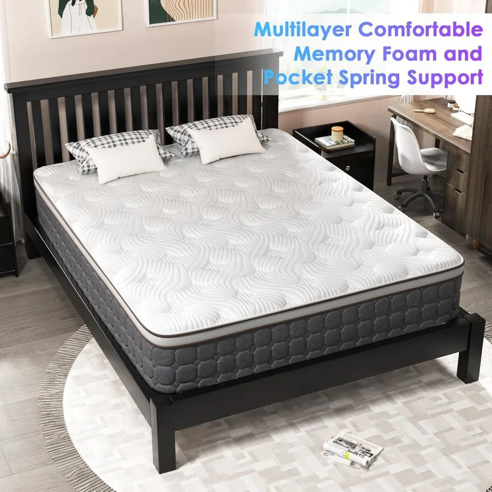 Queen Mattresses,Hybrid Queen Size Mattress,Queen Bed Mattress with Memory Foam and Pocket Spring correct your sleeping posture.