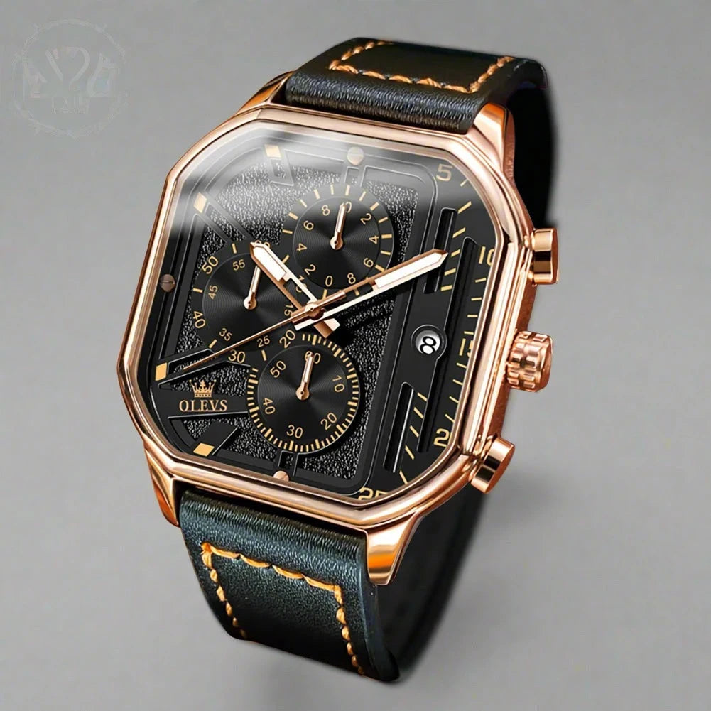 New Quartz Watch for Men Chronograph Clock Waterproof.