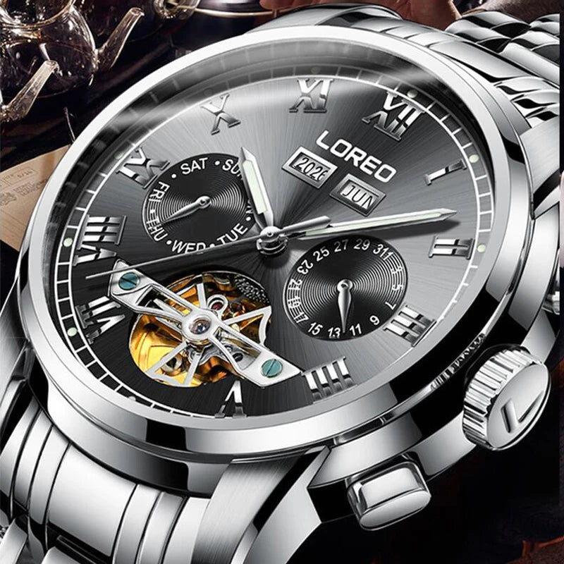 LOREO Brand Swim Men's Tourbillon Mechanical Watches.