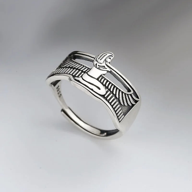 Elegant Retro Egypt Queen Silver Ladies Finger.