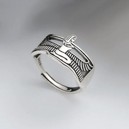 Elegant Retro Egypt Queen Silver Ladies Finger.