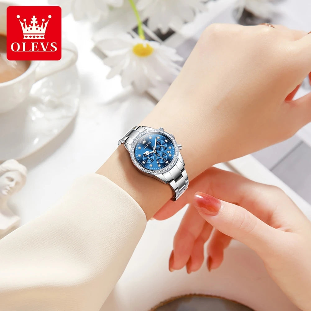 OLEVS Women Watches  Luxury Silver Watch