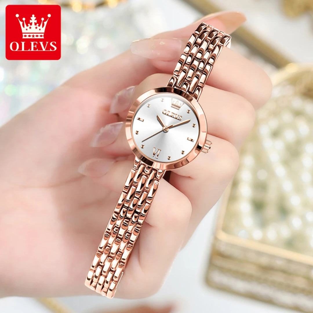 OLEVS 9992 Fashion Quartz Watch Round-dial Stainless Steel Watchband