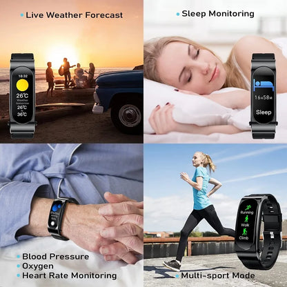 Fitness Smart Watch With Wireless TWS Bluetooth Earphone Health Monitor Tracker Wristband Call Sport Bracelet For IOS Android