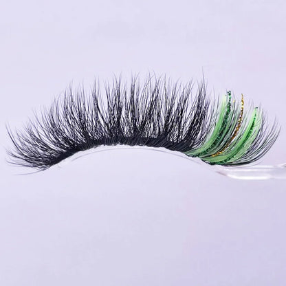 New glitter ombre Colored Lashes 20MM Mink Lashes Wholesale Dramatic Colorful Natural Eyelashes Extension Make up Fake Eyelashes