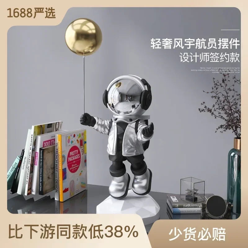 Plating Golden Large Astronaut Design Home decor Floor Ornament Luxury Sculpture Modern Fashion Craft Sculpture Resin Room Decor