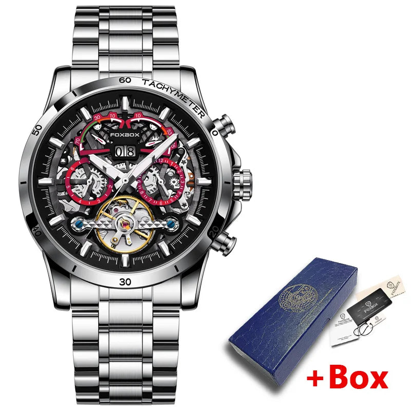 LIGE Mechanical Watches Chronograph Watch for Men Automatic Men&