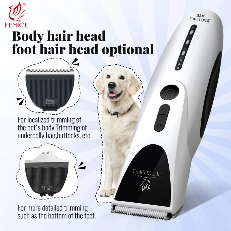 Fenice Dog Hair Clipper Electric Low Noise Machine Pet Grooming Rechargeable Trimmer Shaver Set