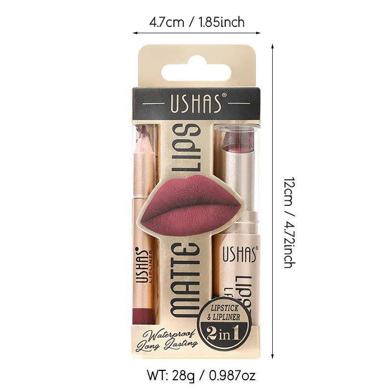 2 In 1 Lipstick Set Makeup Matte.