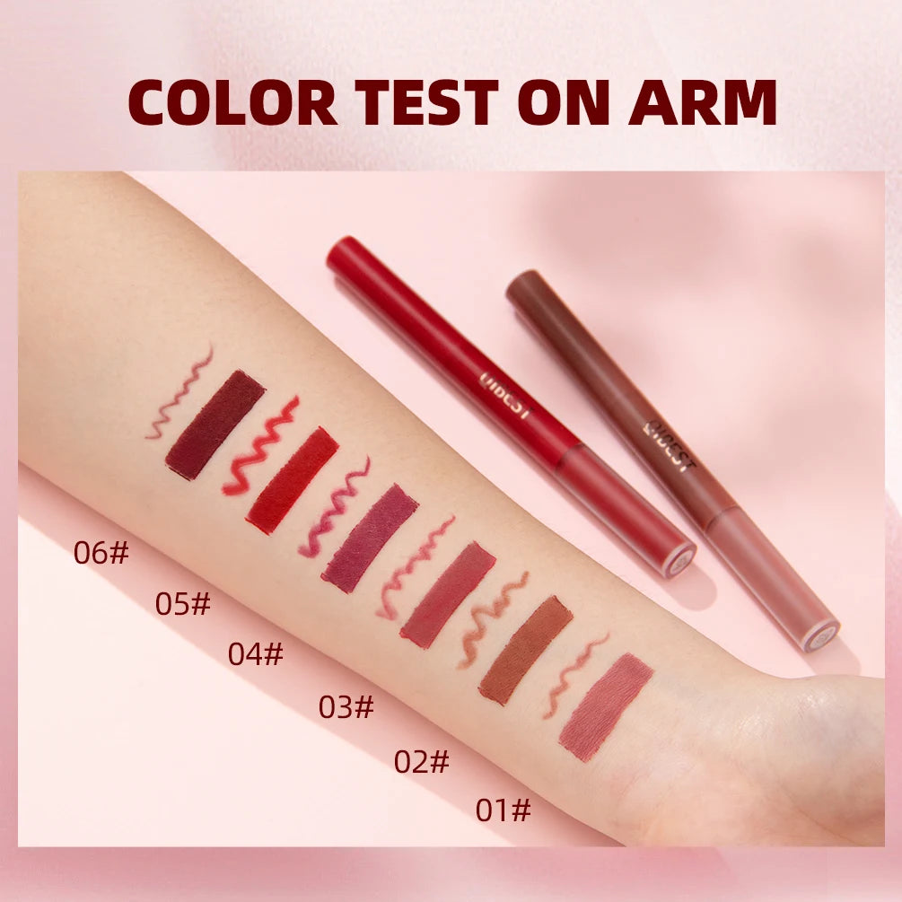 6 Colors Double-end Lip Gloss Waterproof Lipstick.