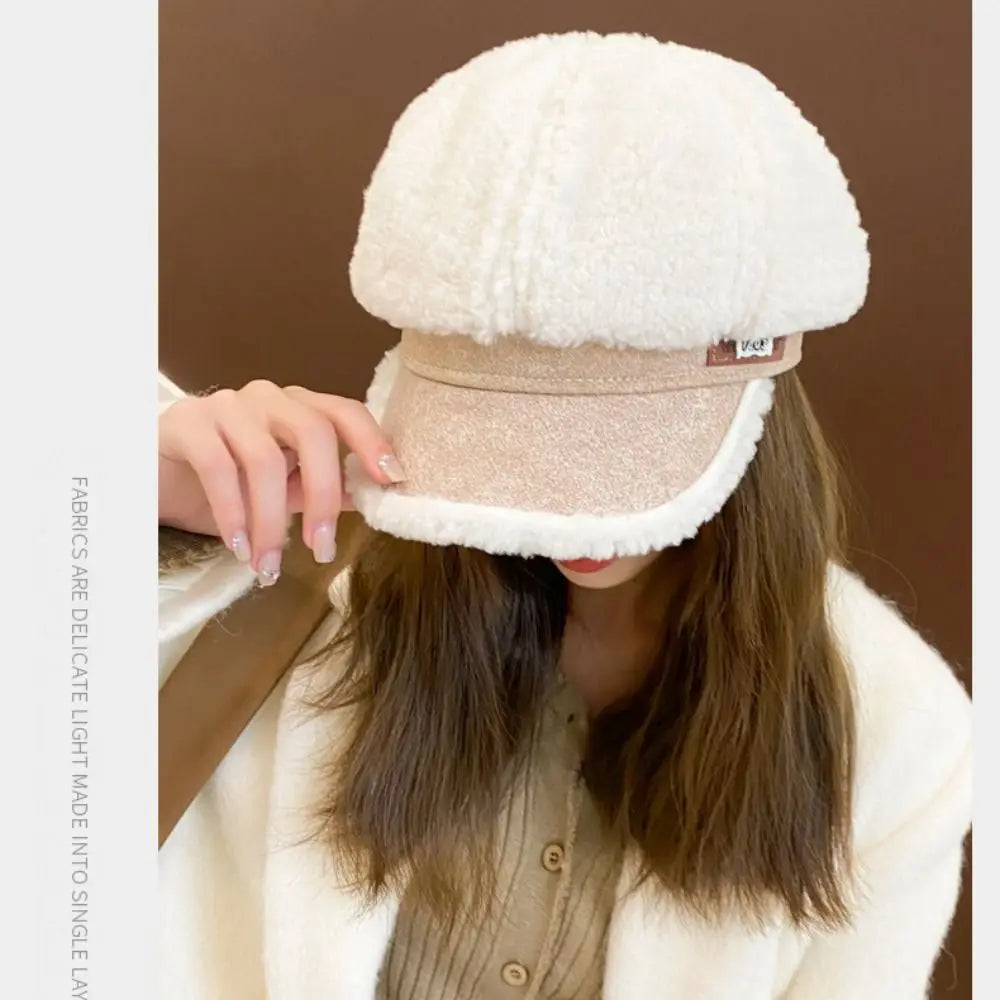 White Black Coffee Beig Hat  Lamb Hats Women