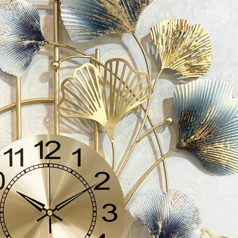 Gold Leaf Ginkgo Biloba Wall Clocks.