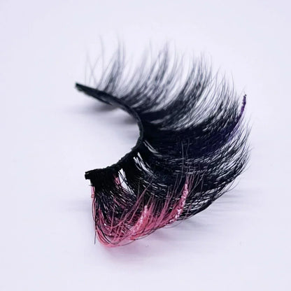 New glitter ombre Colored Lashes 20MM Mink Lashes Wholesale Dramatic Colorful Natural Eyelashes Extension Make up Fake Eyelashes