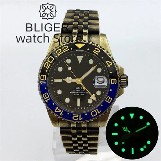 BLIGER 40mm Solid Bronze Watch For Men.