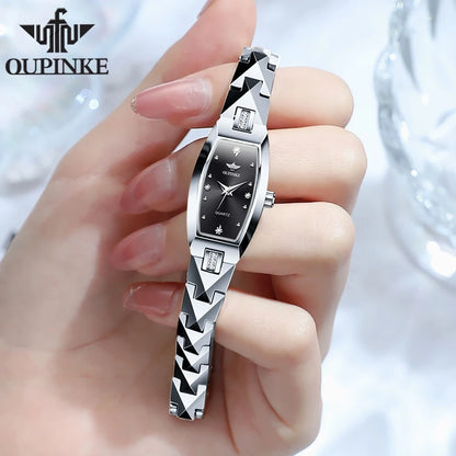 OUPINKE 3242 Elegant Swiss Quartz Watch for Ladies Gold Tungsten steel Strap Deep Waterproof Luxury Diamond Women Watches NEW