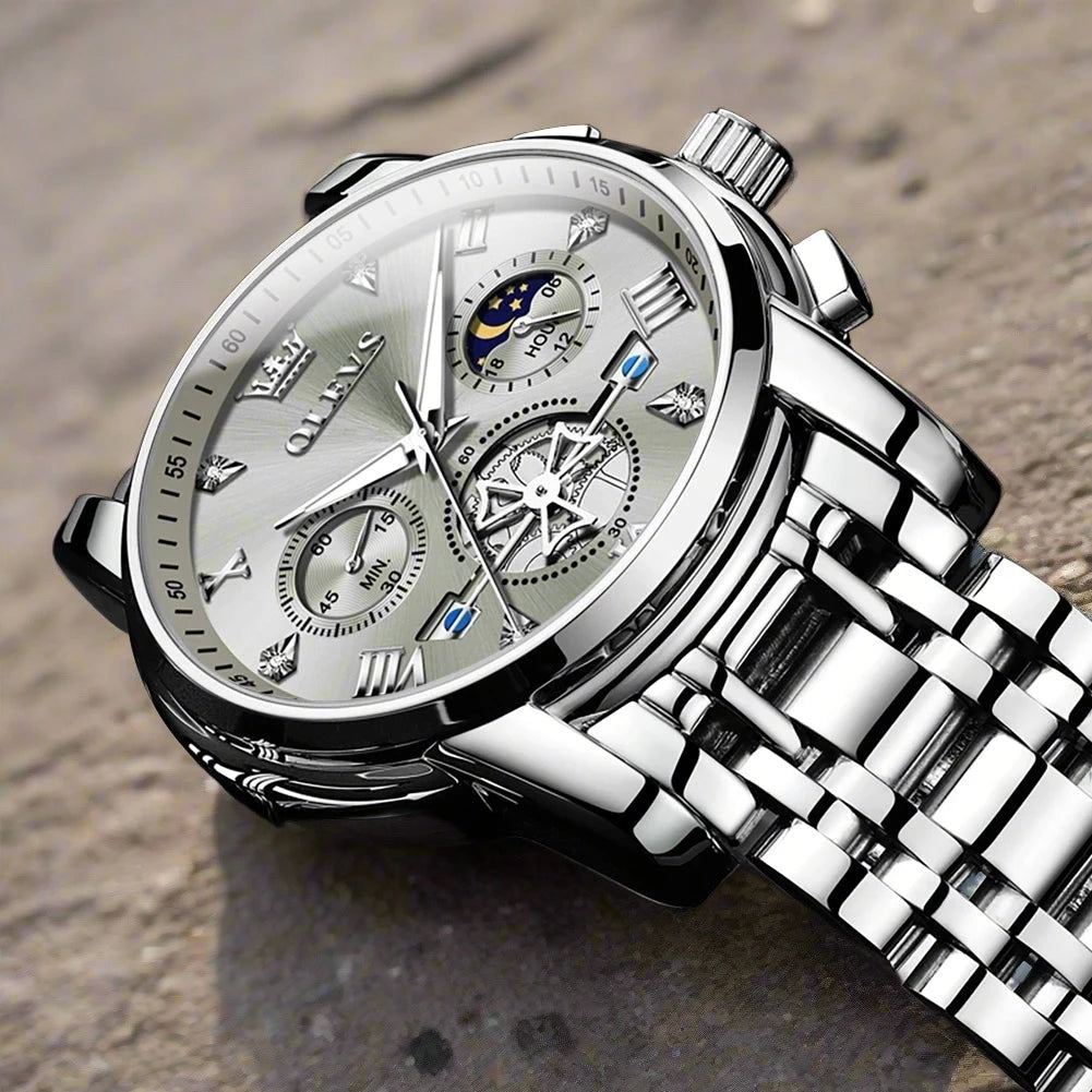 Stainless Steel Men's Watches Chronograph Moon.