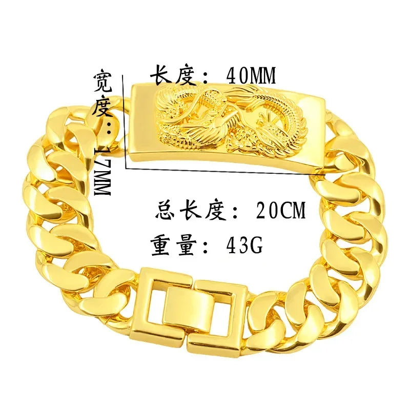 Luxury Pure Gold Color Dragon Bracelets Jewelry