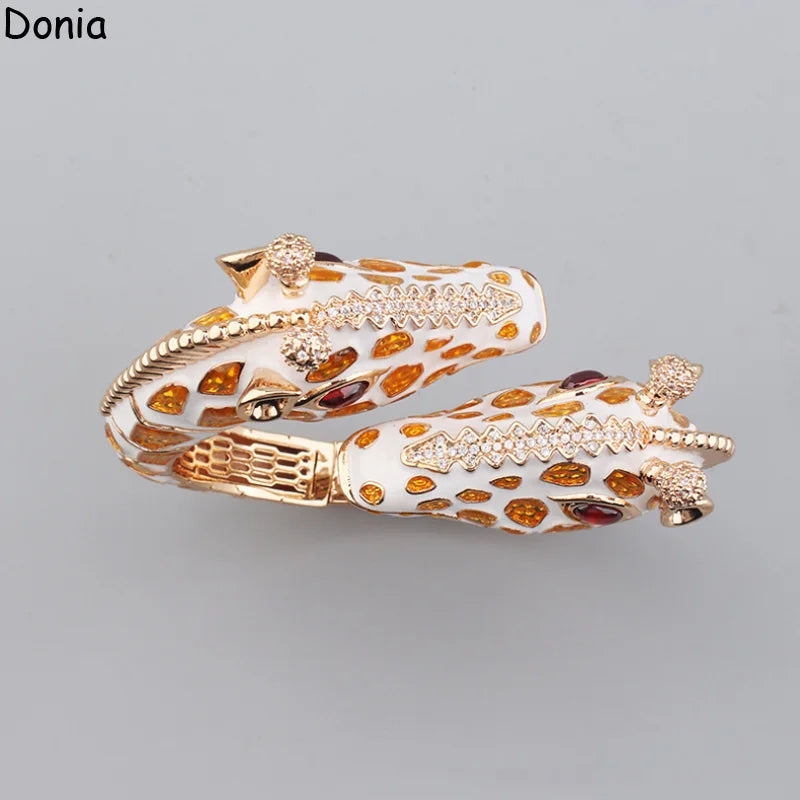 Donia Jewelry European and American fashion giraffe titanium steel micro-set zircon animal luxury bracelet