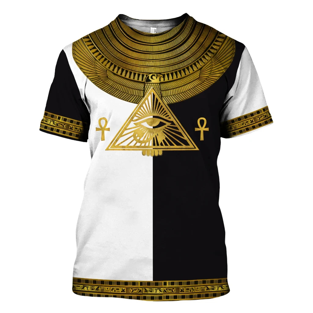 Summer Trend Men's T-shirt Egyptian God Eye Horus 3D Printed Street Harajuku Short Sleeve Casual Large Size O Neck Quality Shirt