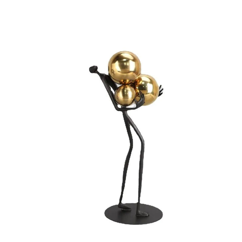 Nordic Luxury Decoration Art Humanoid Abstract Statue Floor Ball Figures Sculpture Office Living Room Decor Ornament Collectible