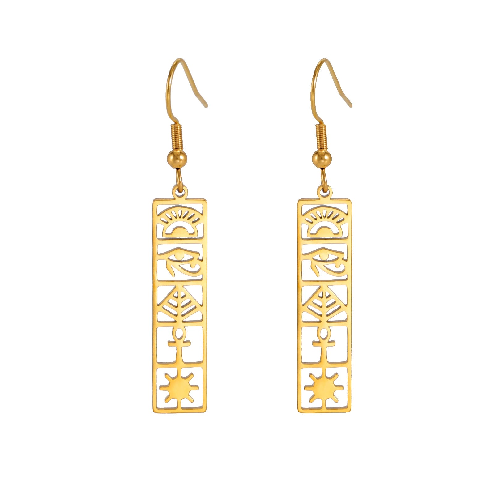 Egypt Ankh Earrings Hieroglyph Eye of Horus.