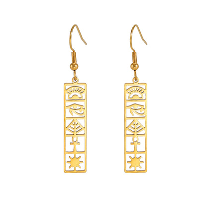 Egypt Ankh Earrings Hieroglyph Eye of Horus.