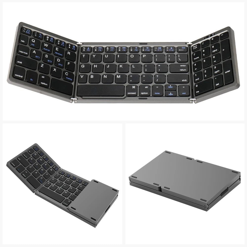 Mini Portable Folding Keyboard Thin Wireless BT.